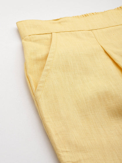 Linen Fabric Mustard Color Regular Fit Palazzos