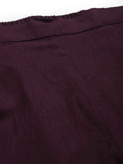 Linen Fabric Maroon Color Regular Fit Palazzos