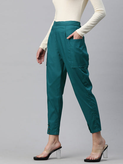 Rayon Fabric Green Color Regular Fit Palazzos