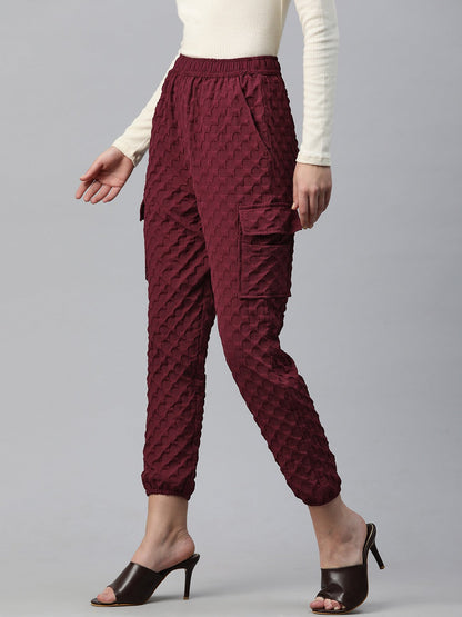 Polyester Fabric Maroon Color Regular Fit Palazzos