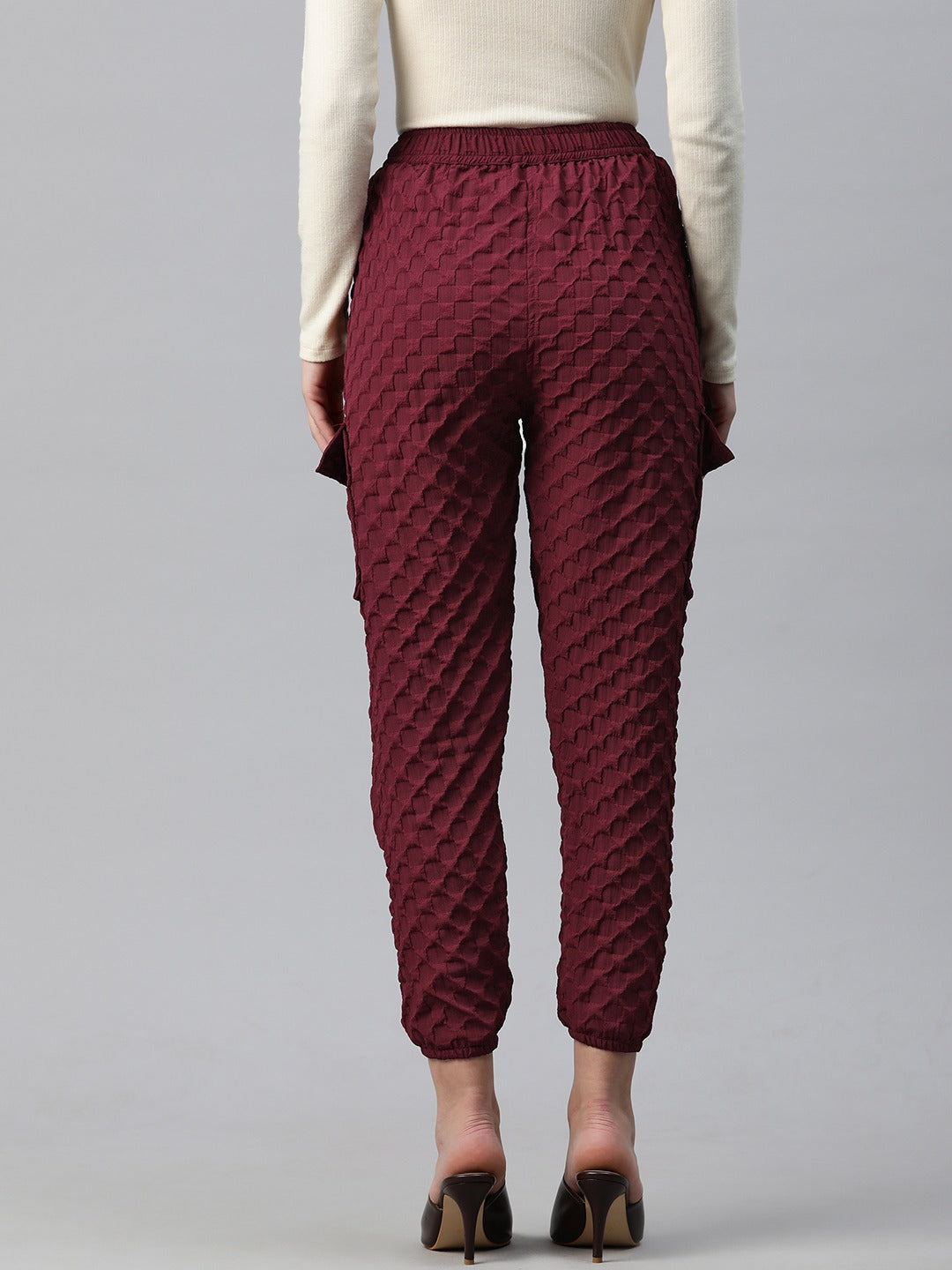 Polyester Fabric Maroon Color Regular Fit Palazzos