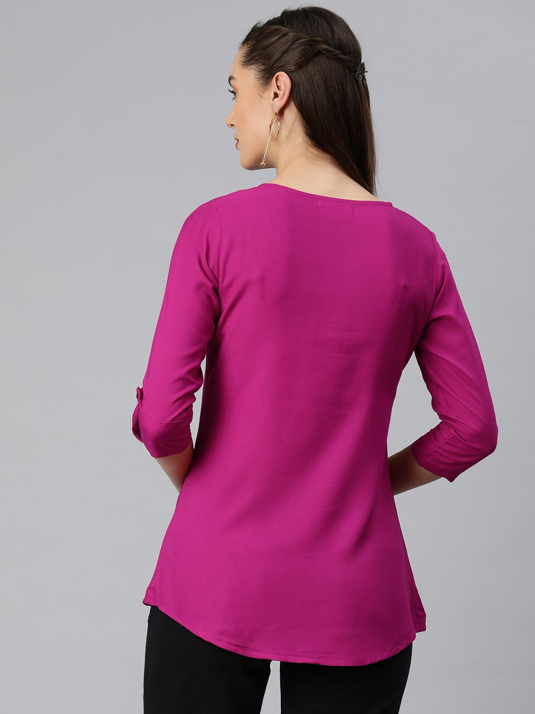 A-Line Style Rayon Fabric  Magenta Color Top