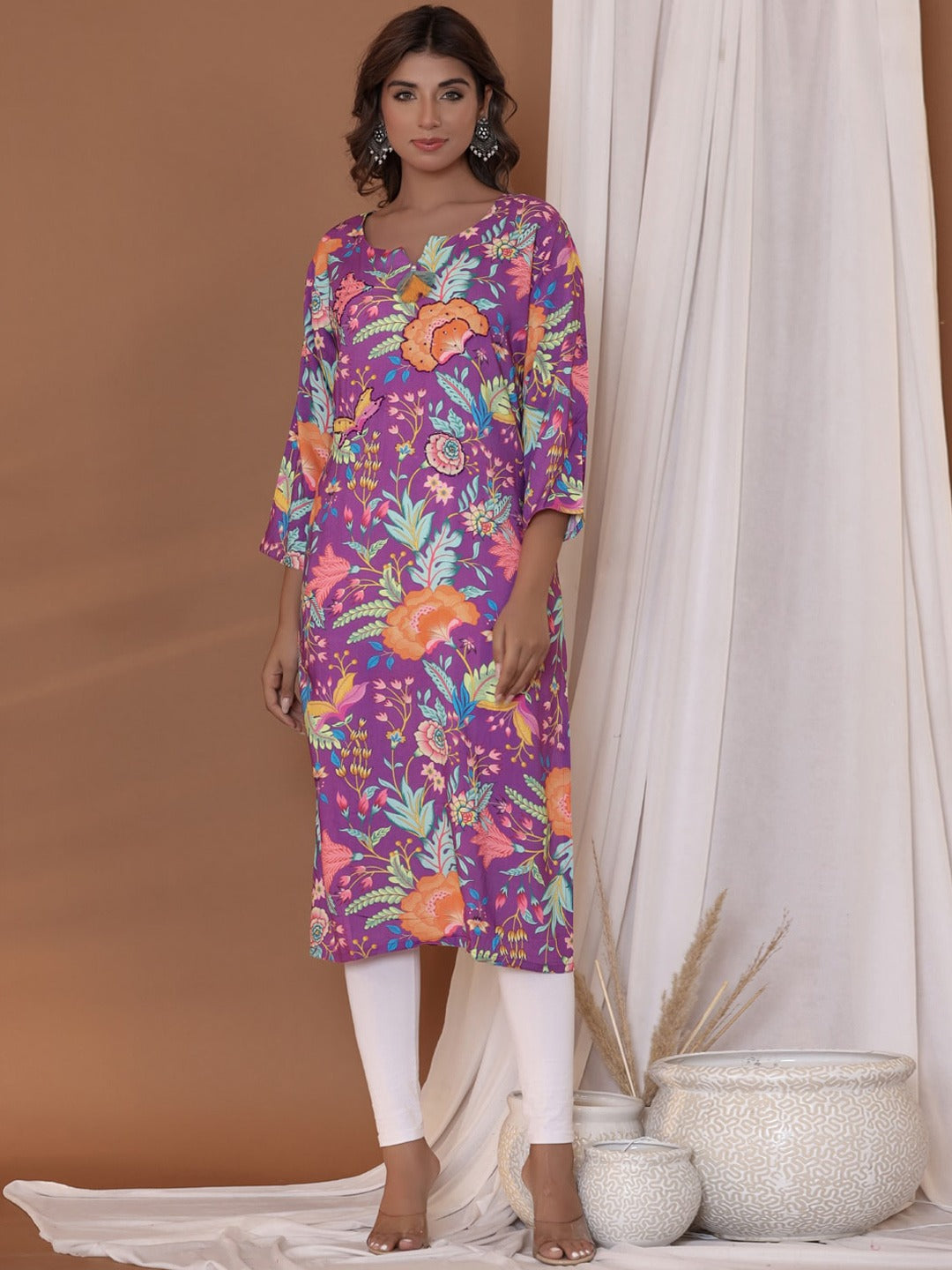 Printed Kurta (Purple)