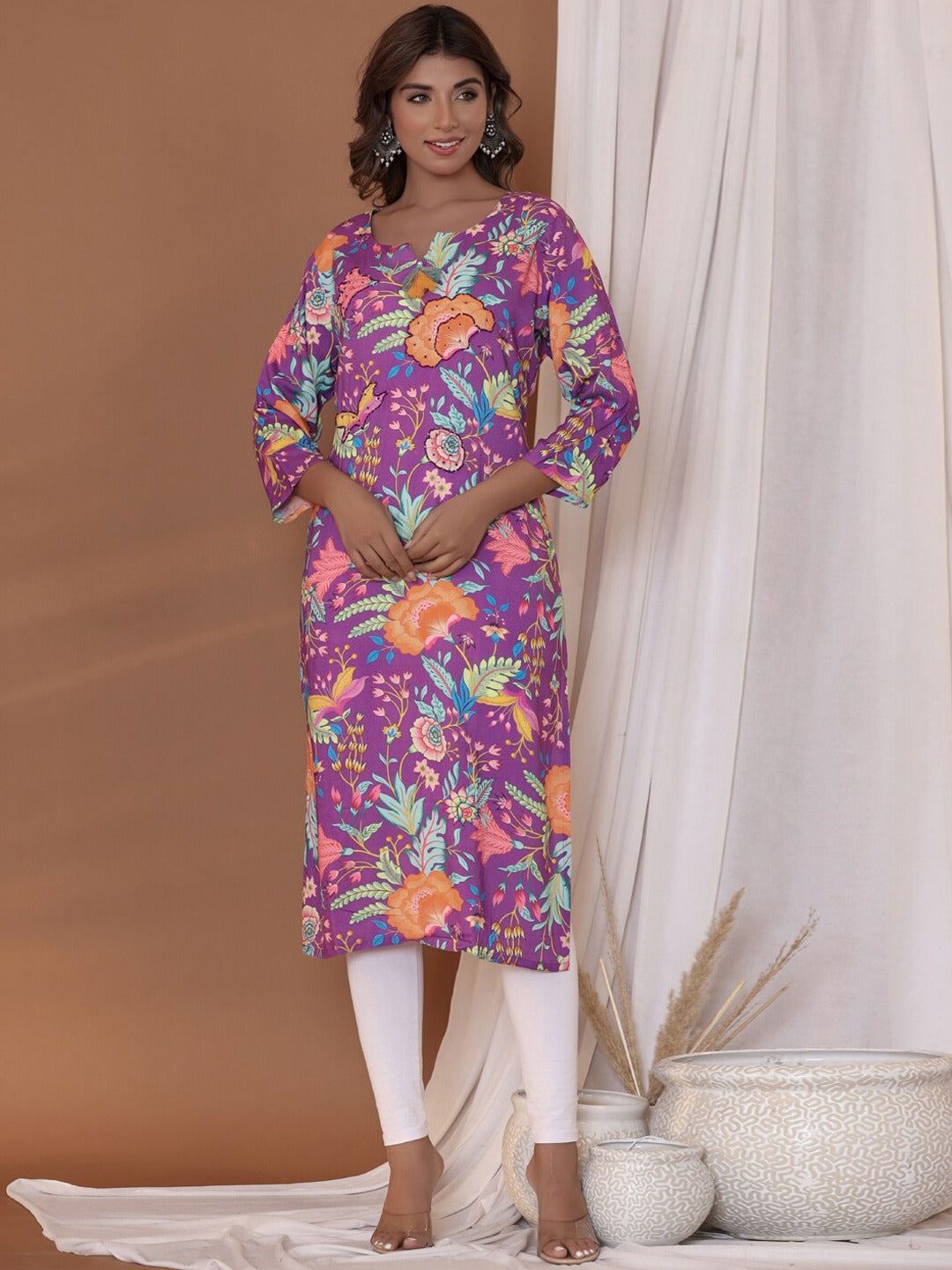 Printed Kurta (Purple)