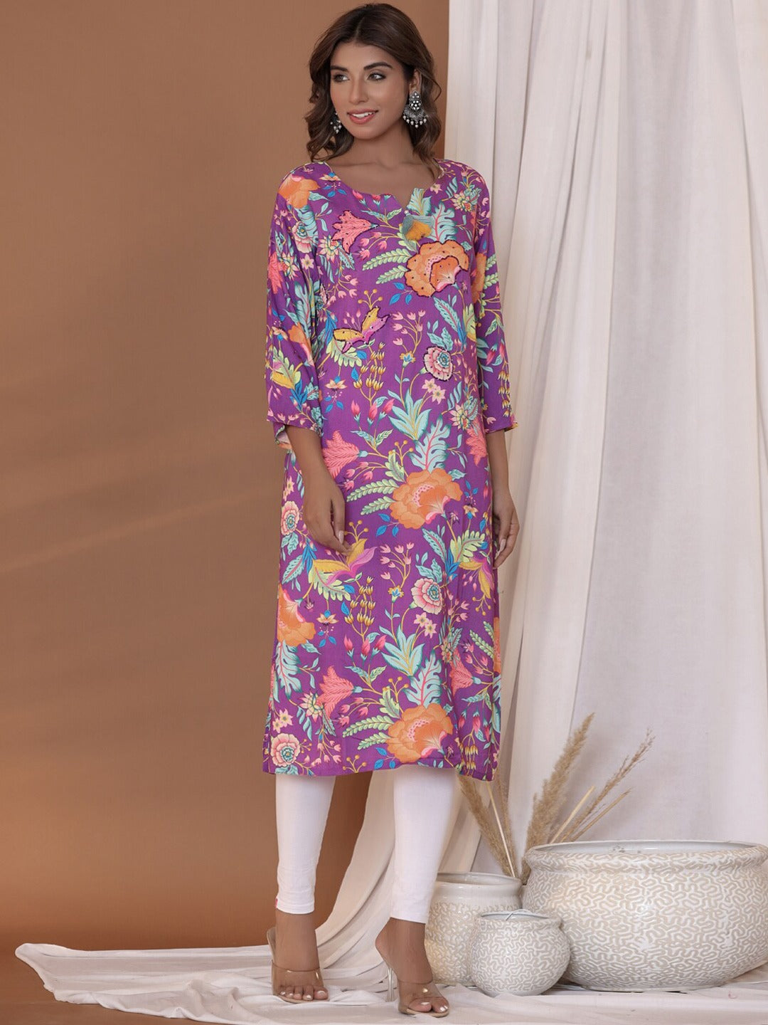 Printed Kurta (Purple)