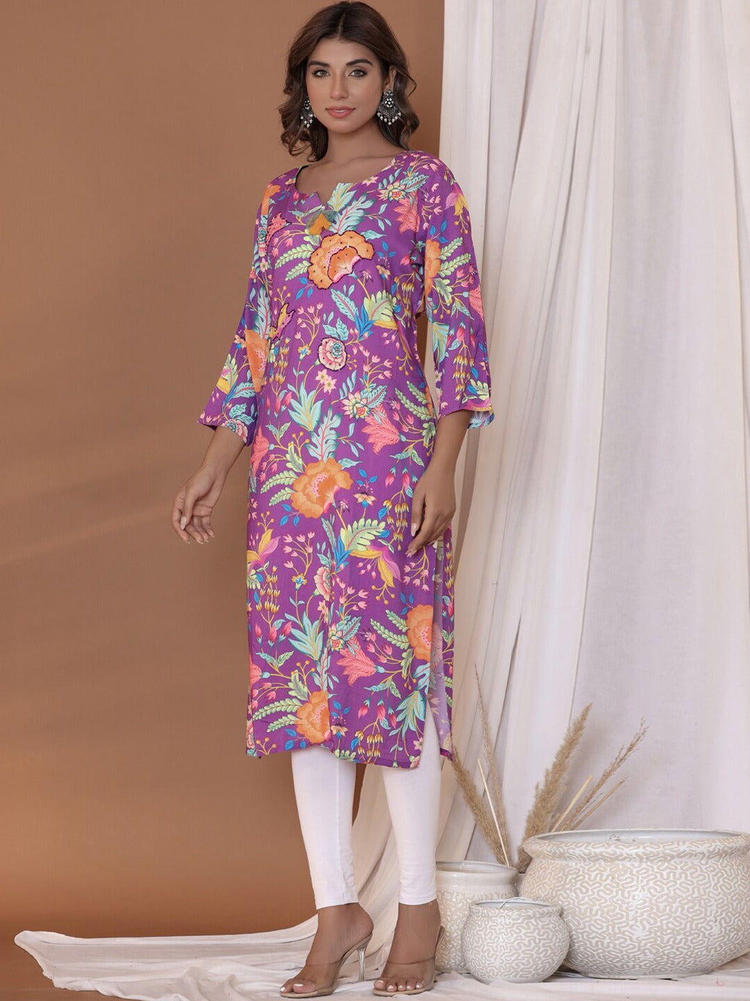 Printed Kurta (Purple)