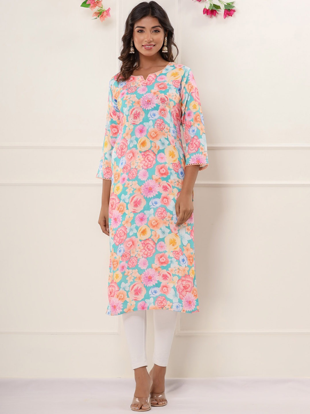 Printed Kurta (Sea Green)