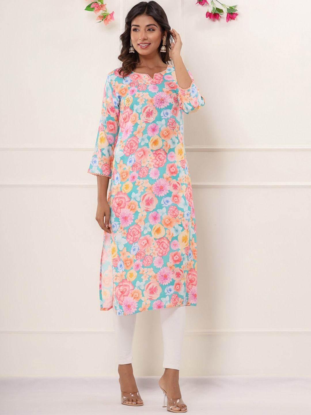 Printed Kurta (Sea Green)