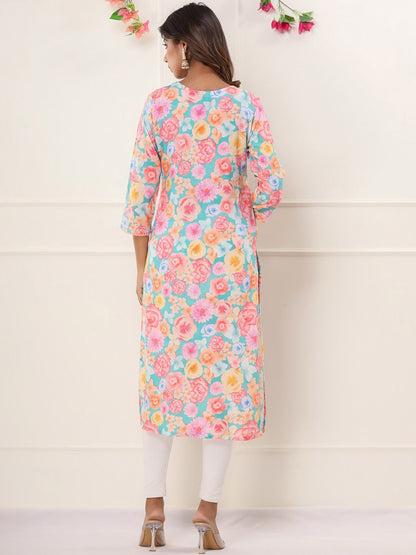 Printed Kurta (Sea Green)