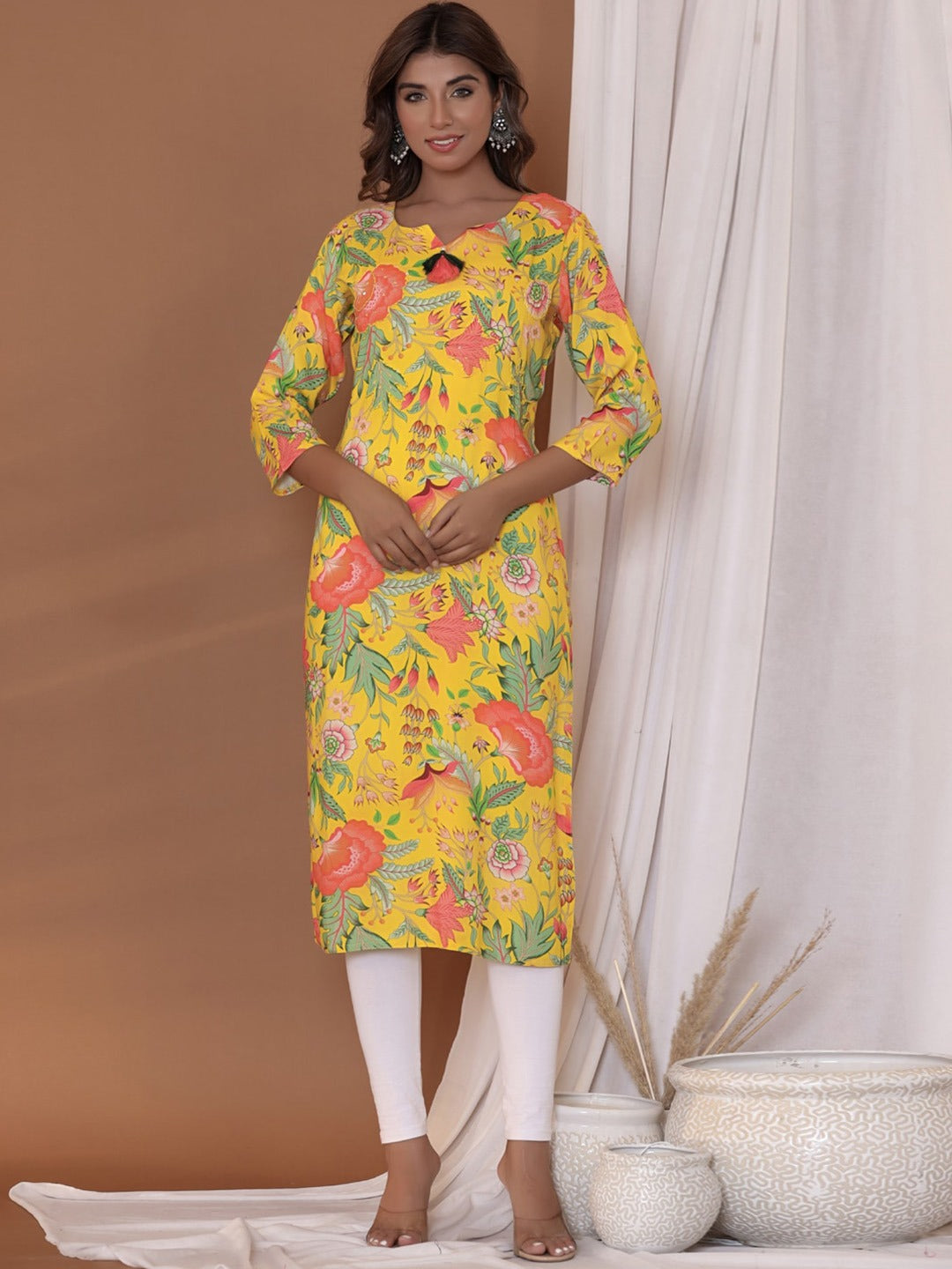 Printed Kurta (Yellow)