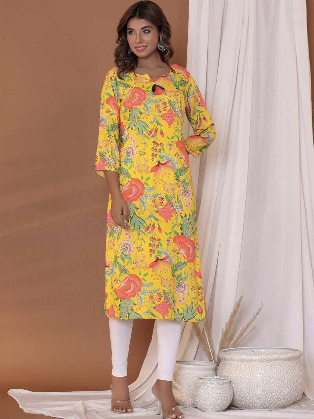 Printed Kurta (Yellow)