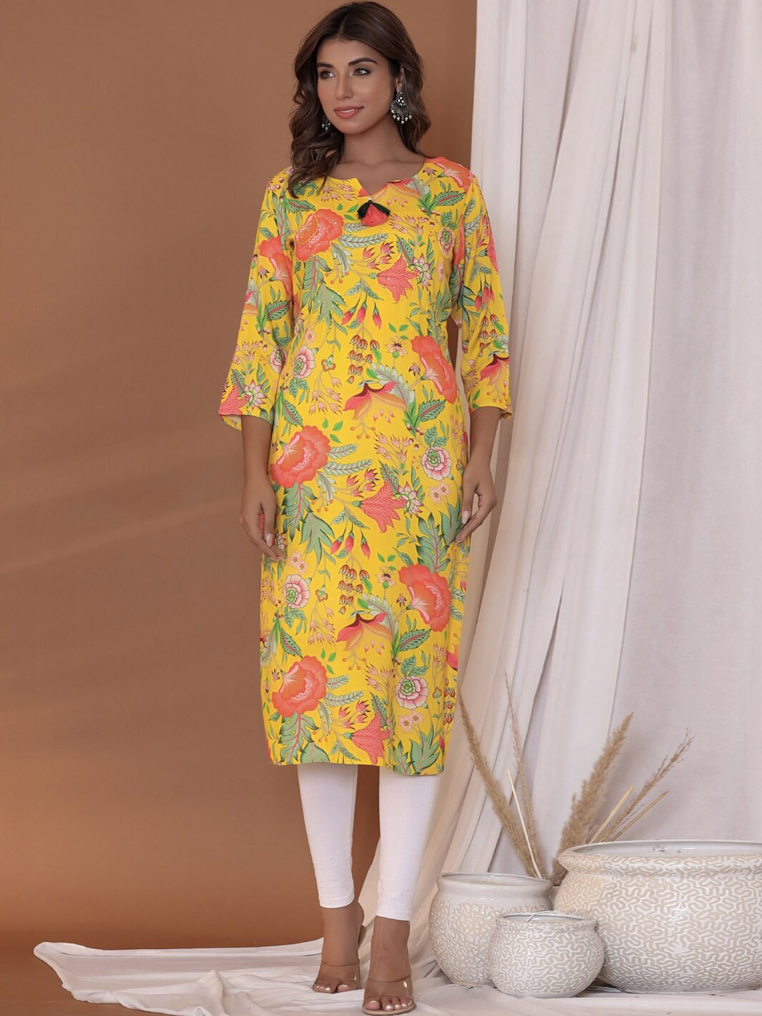 Printed Kurta (Yellow)