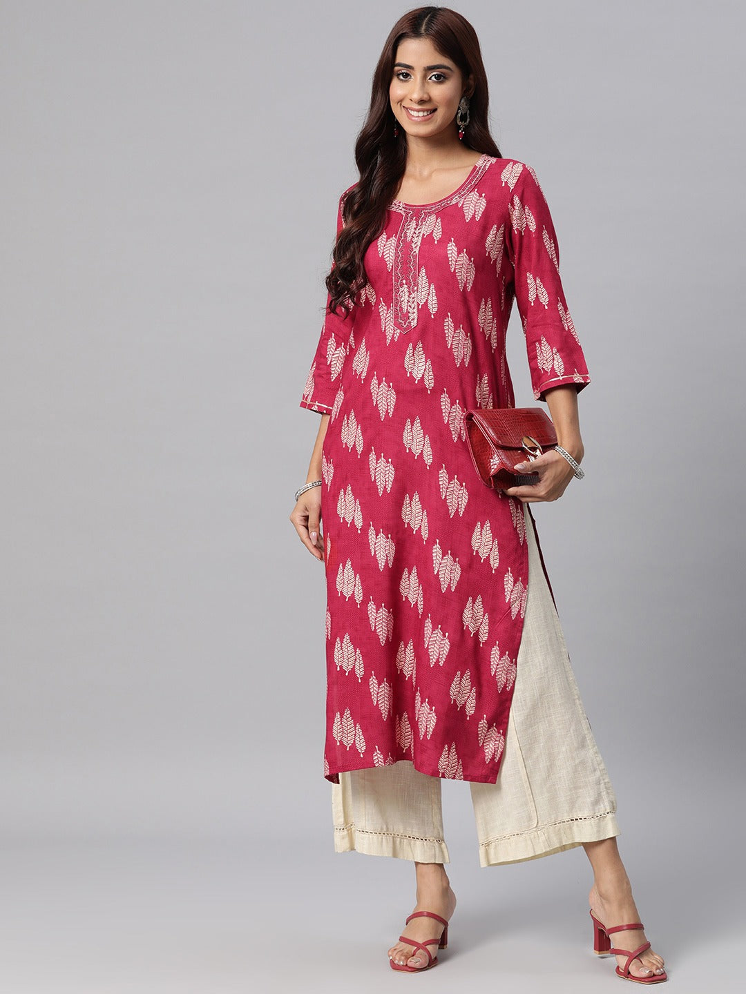 Cotton Foil Print Straight Kurta