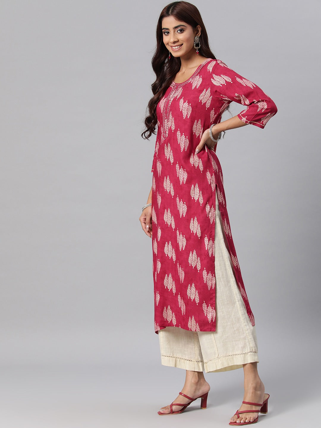 Cotton Foil Print Straight Kurta