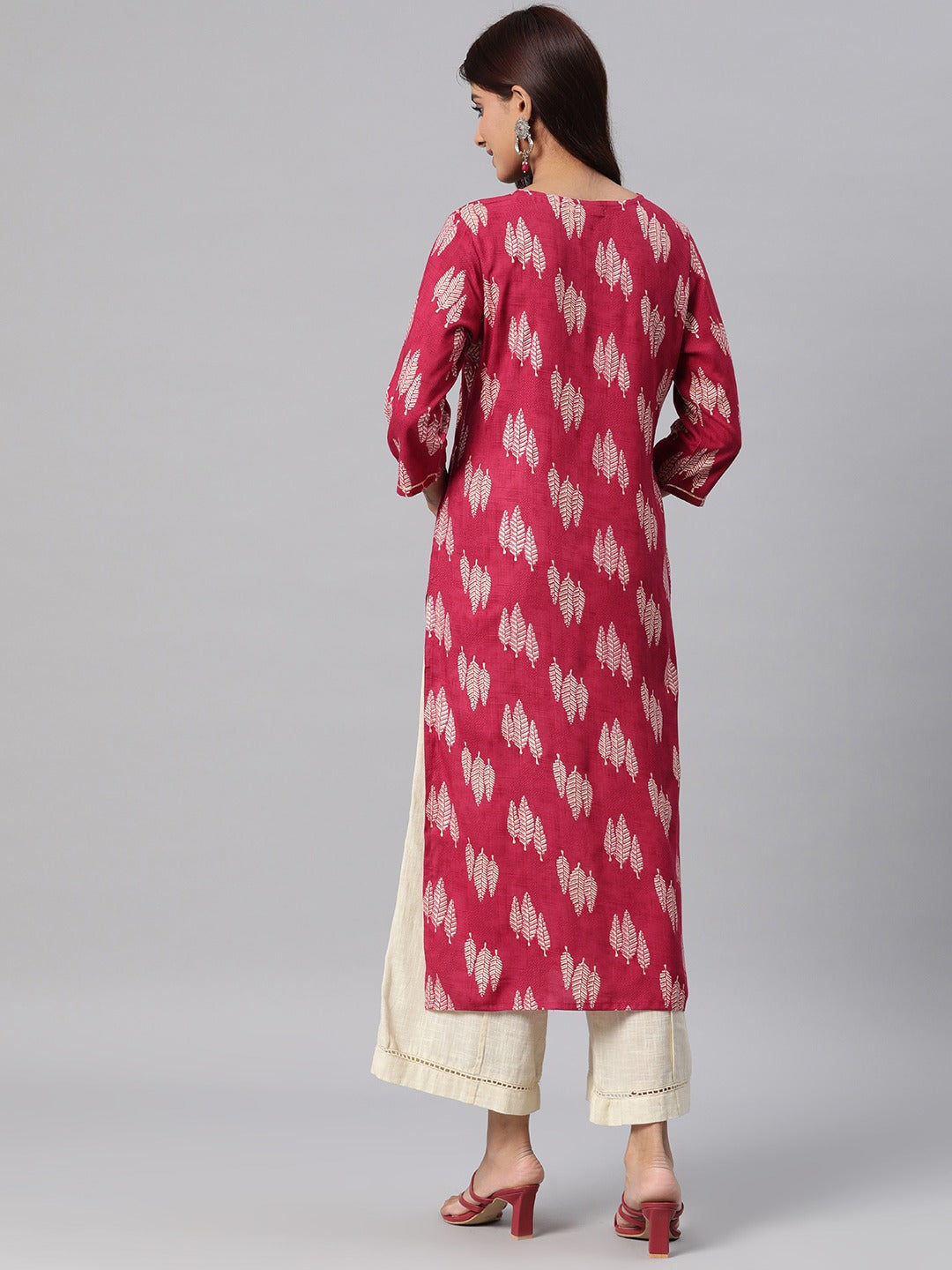 Cotton Foil Print Straight Kurta