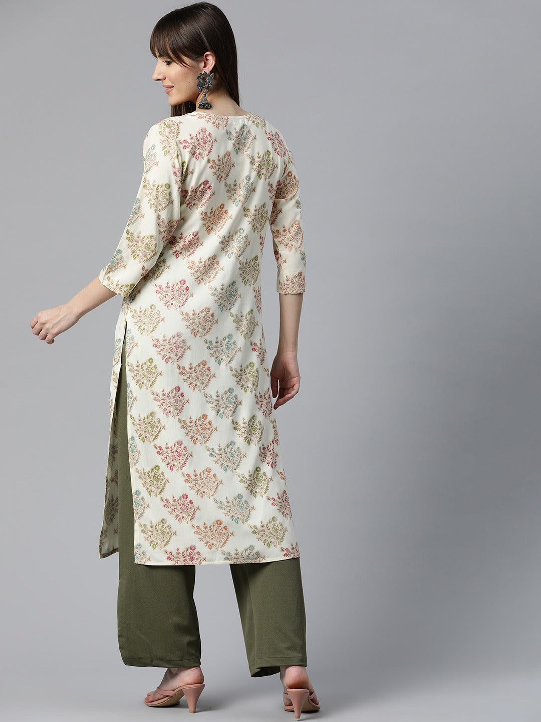 Rayon Floral Print Straight Kurta