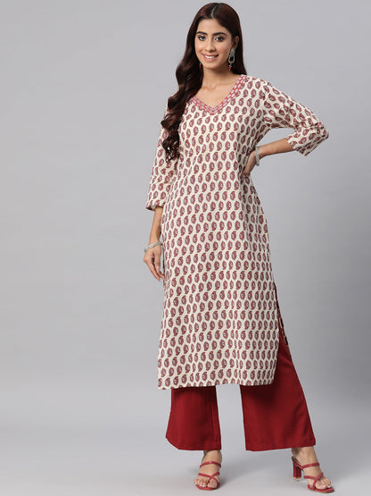 Cotton Printed Straight Kurta