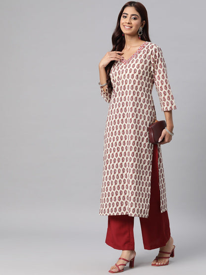 Cotton Printed Straight Kurta