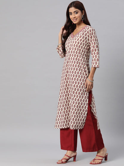 Cotton Printed Straight Kurta