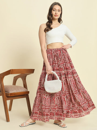 Cotton Printed Regular Fit Skirt