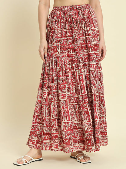 Cotton Printed Regular Fit Skirt