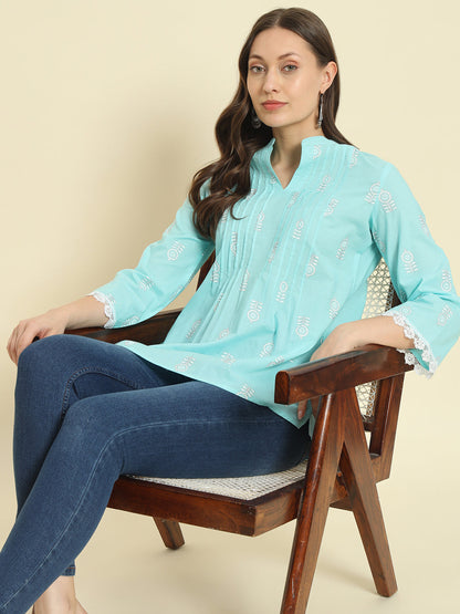 Cotton Embroidery Flared Top