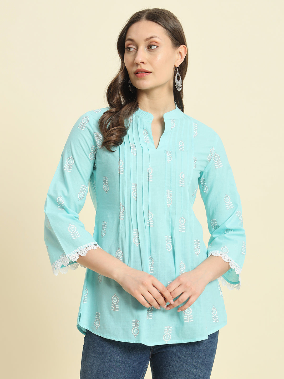 Cotton Embroidery Flared Top