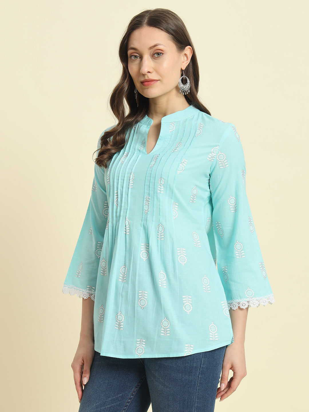 Cotton Embroidery Flared Top