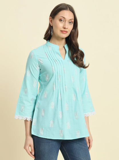 Cotton Embroidery Flared Top