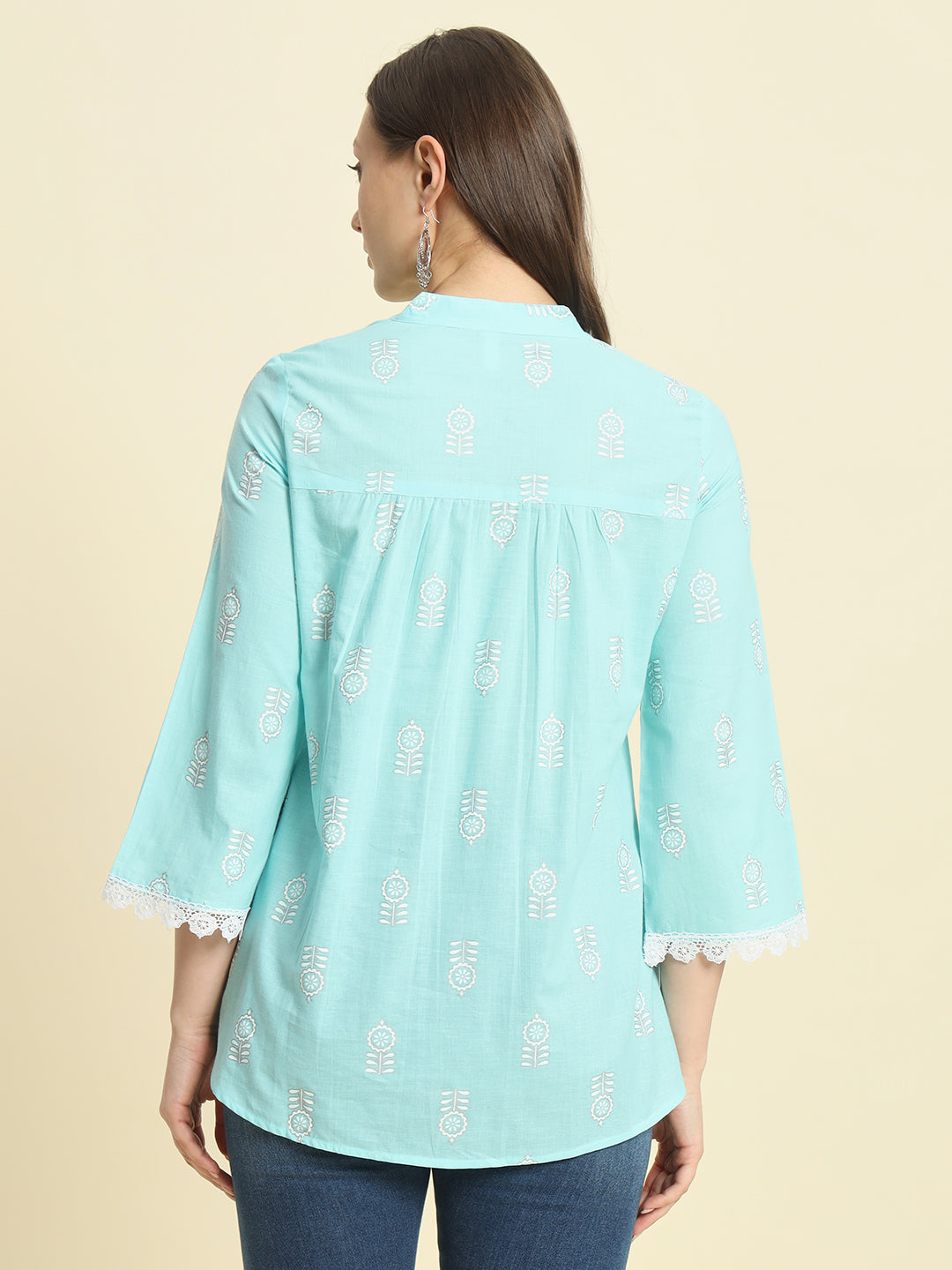 Cotton Embroidery Flared Top