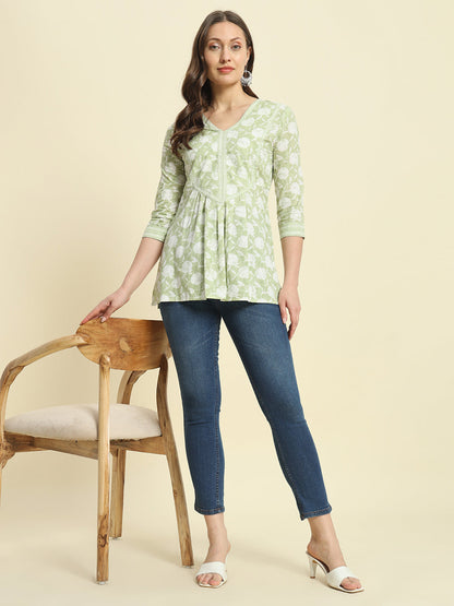 Cotton Printed Flared Top