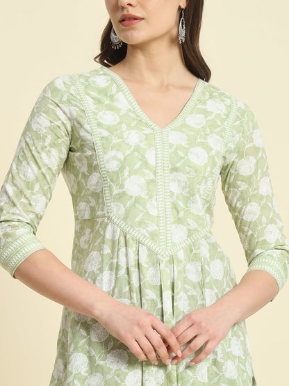 Cotton Printed Flared Top