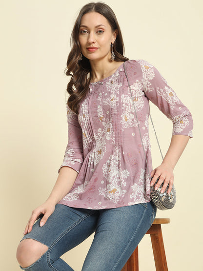 Cotton Printed Flared Top