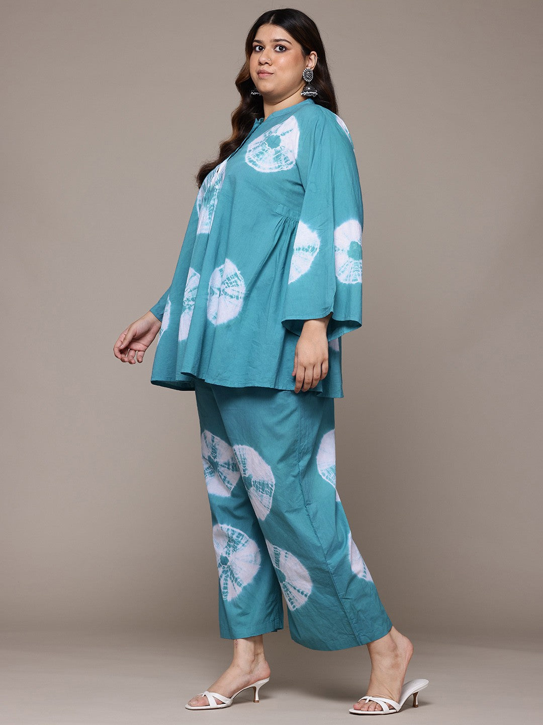 A Line Style Cotton Fabric Blue Colour Co-Ord Set