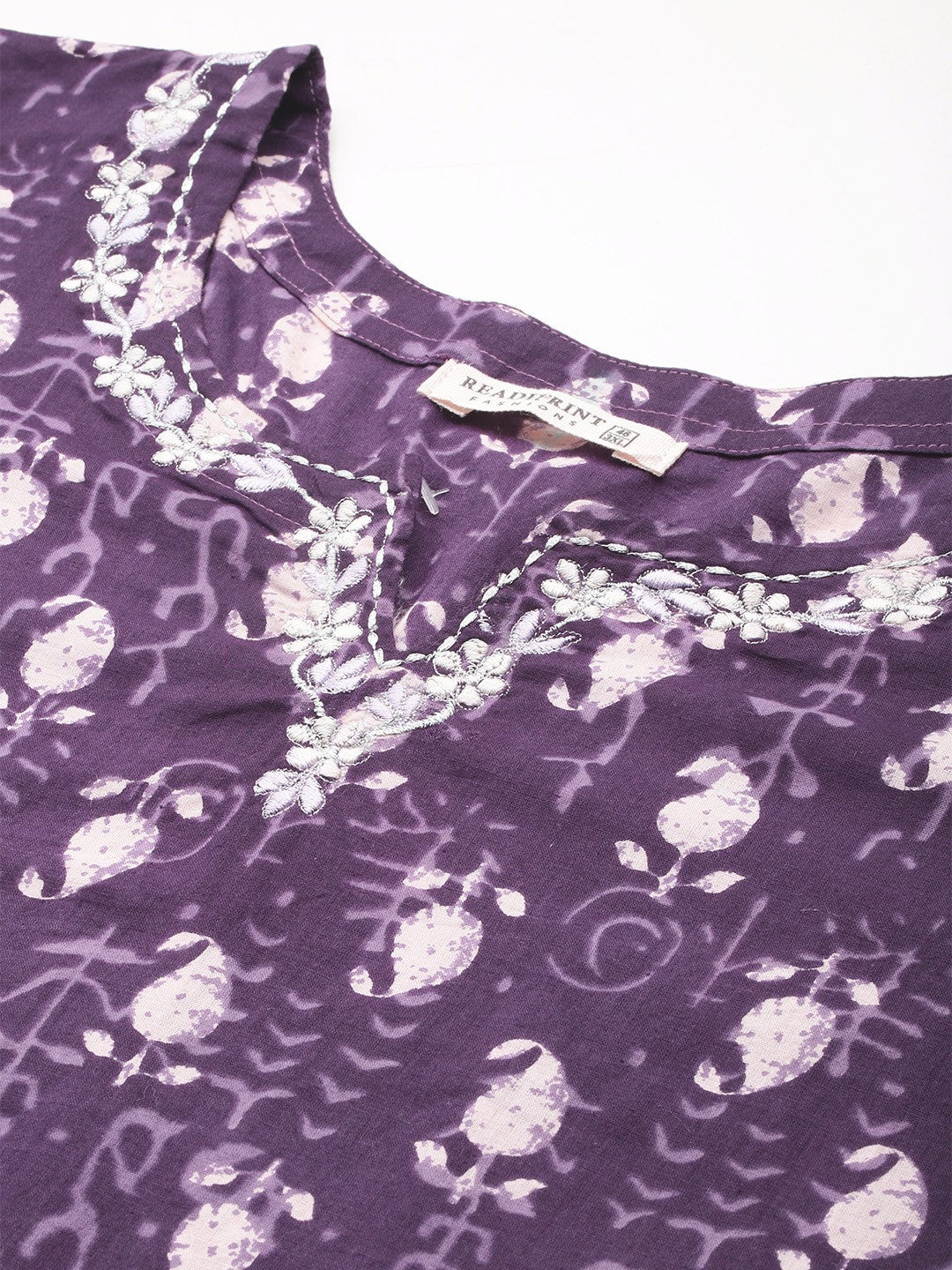 Straight Style Cotton Fabric Violet Colour Kurta With Bottom And Dupatta