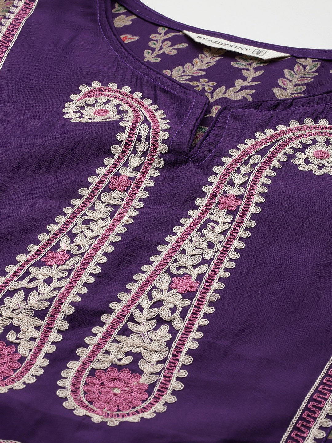 Straight Style Silk Fabric Violet Color Kurta With Bottom