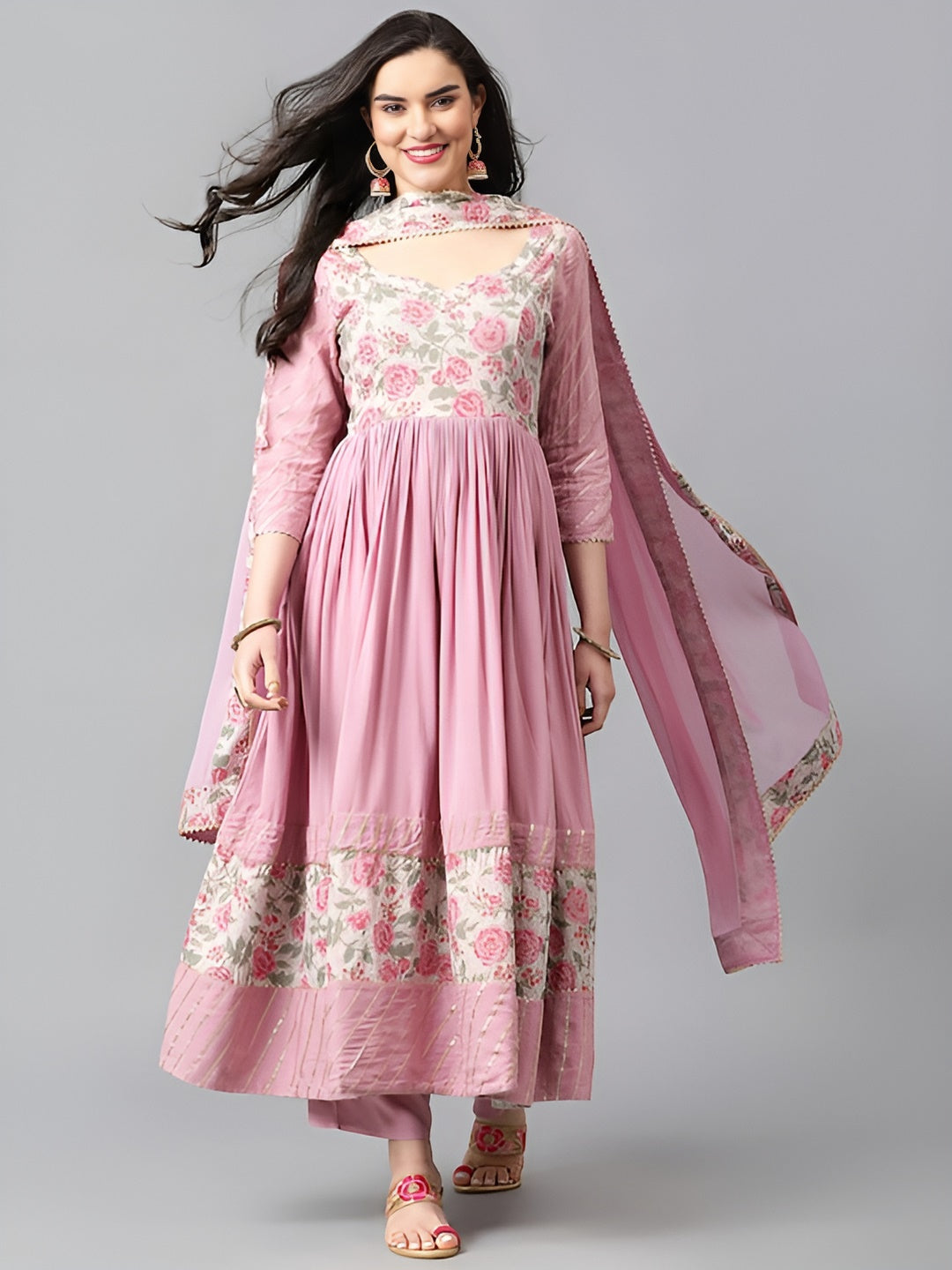 Floral Printed Regular Kurta with Palazzo With Dupatta