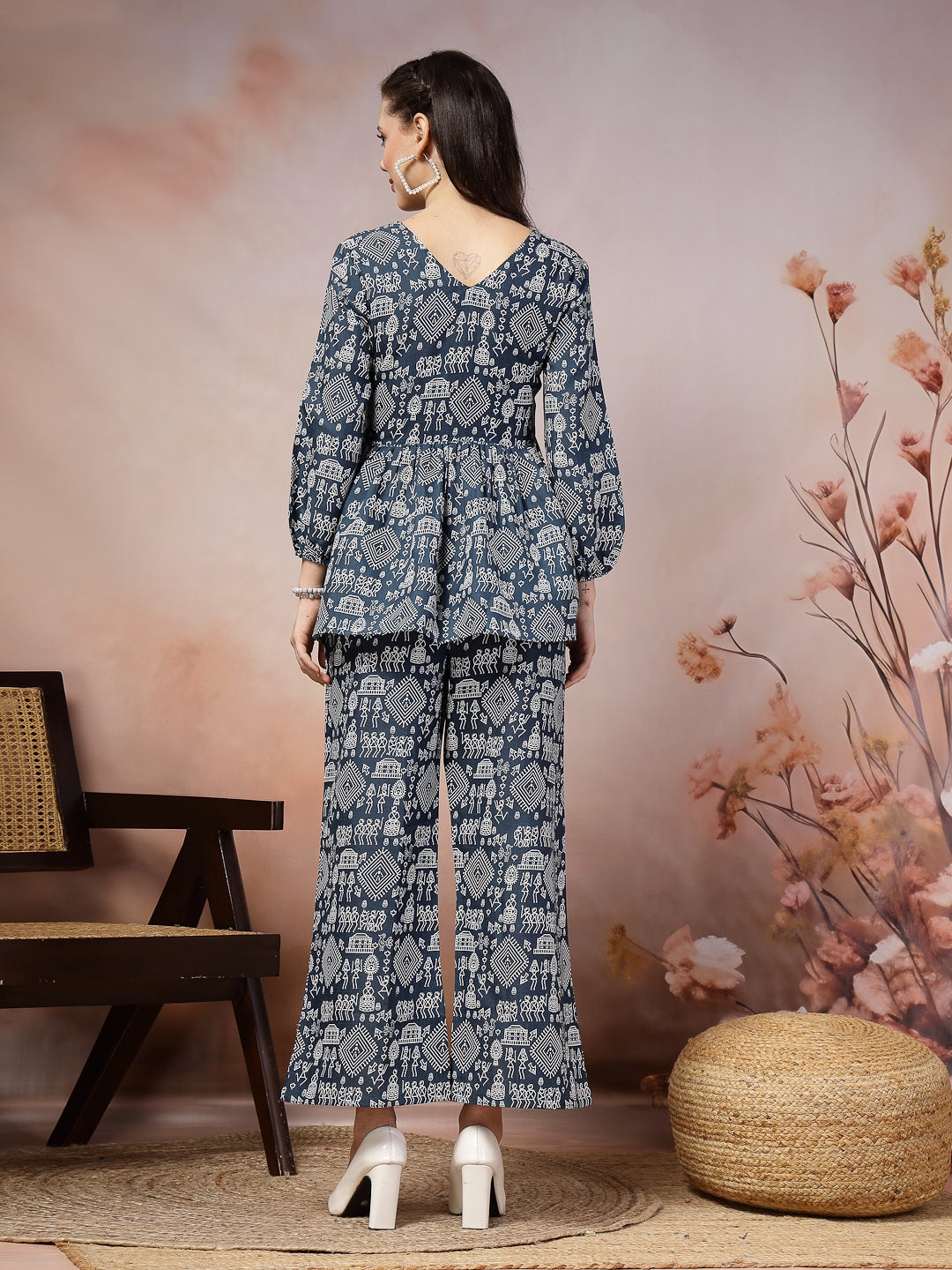 Quirky Printed Cotton Blend Empire Co-Ord Set