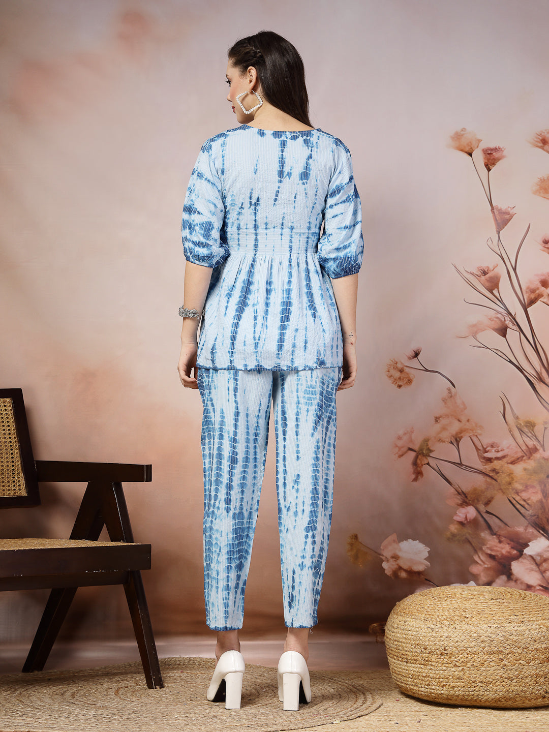 Woven Tie & Dye Print Katha Cotton Co-ord Set