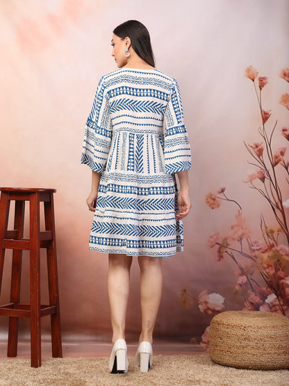 Printed Rayon Tiered Dress