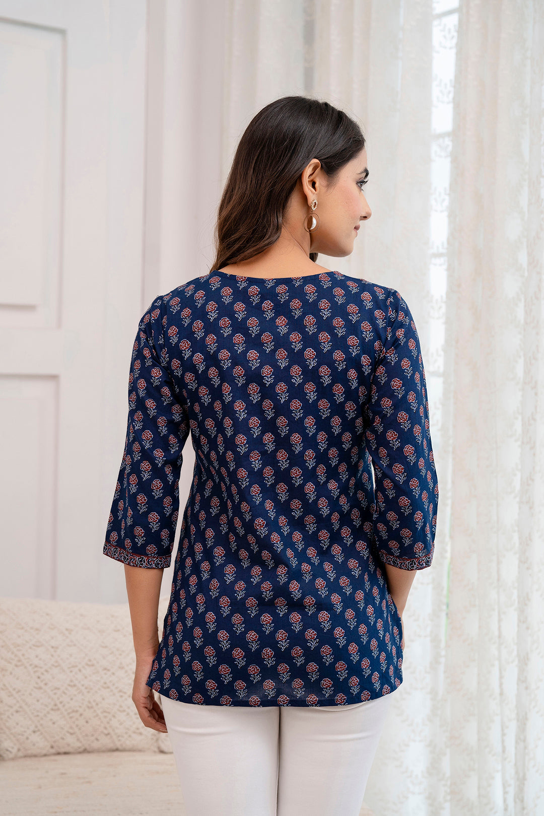 Blue Printed Straight Tunic