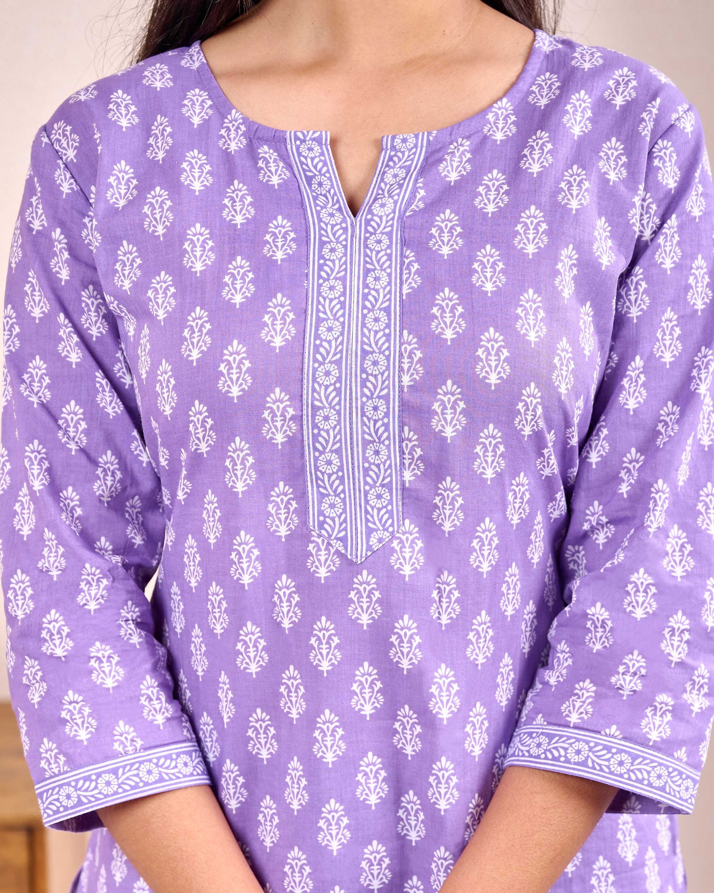 Lavender Printed Straight Tunic