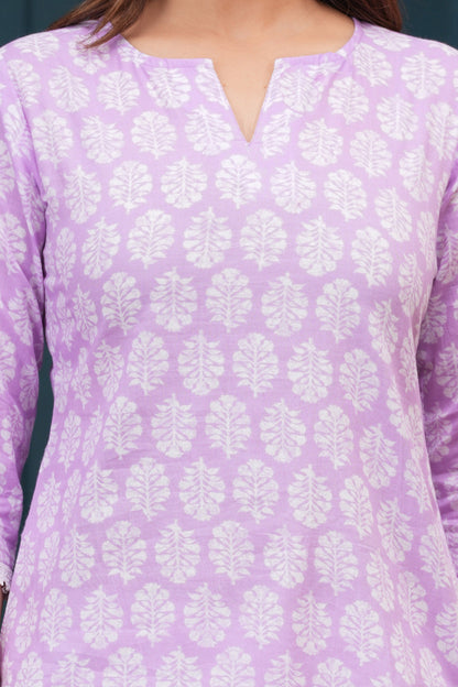 Lavender Printed Straight Tunic