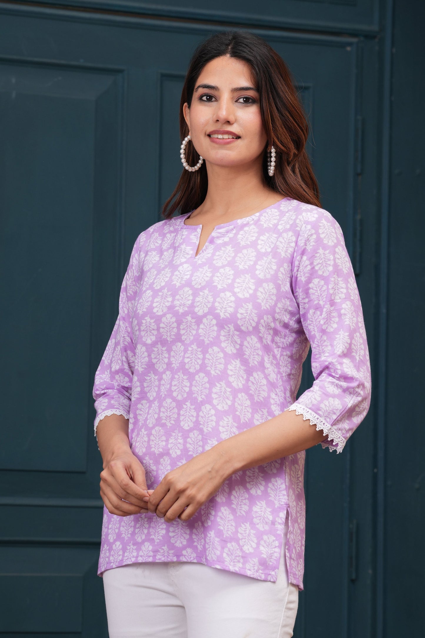 Lavender Printed Straight Tunic