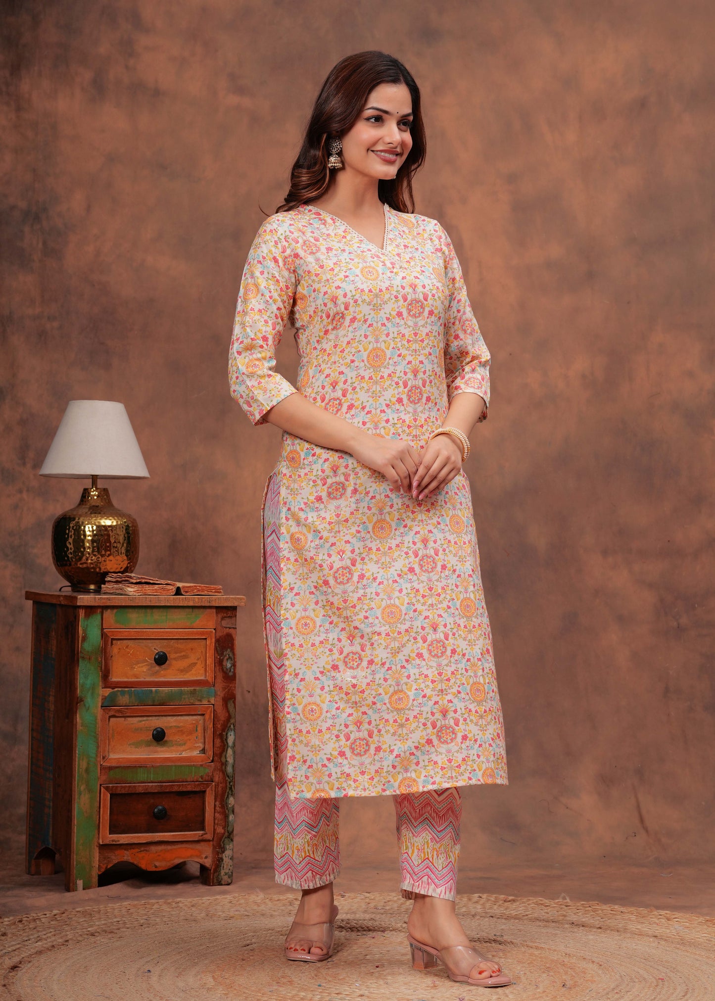 Multi Printed Straight Kurta And Trouser