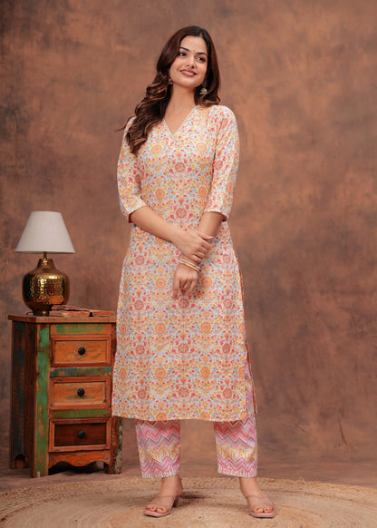 Multi Printed Straight Kurta And Trouser