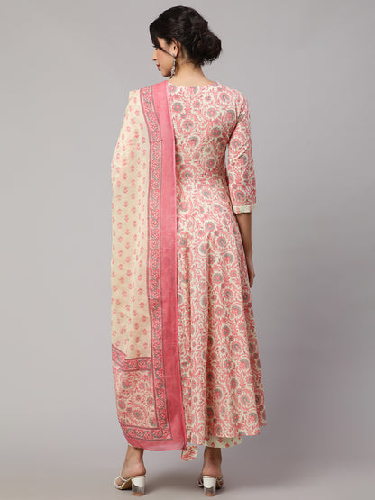 Floral Rayon Print Kurta Set With Dupatta