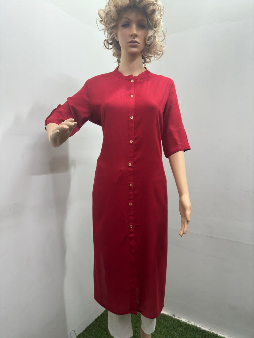 Red Plain Kurti