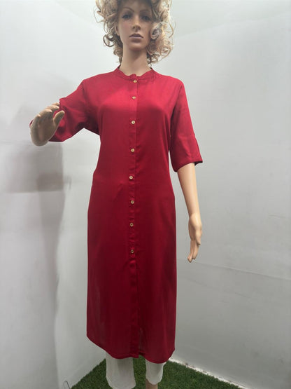 Red Plain Kurti