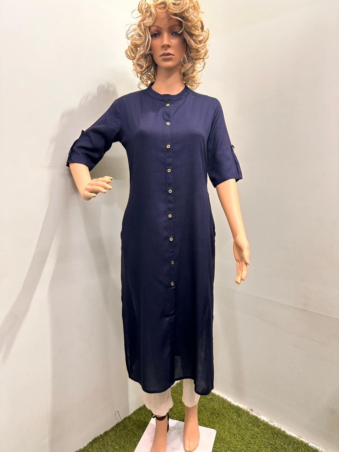 Navy Blue Plain Kurti